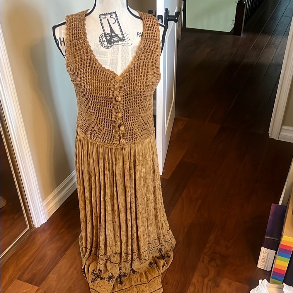 Style & Co. Gold Tan Sleeveless Maxi Sundress